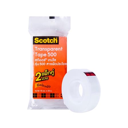 เทปใส 3M แกน 1 นิ้ว 500 3/4 นิ้ว X 36 หลา 2 ชิ้น/แพ็ก