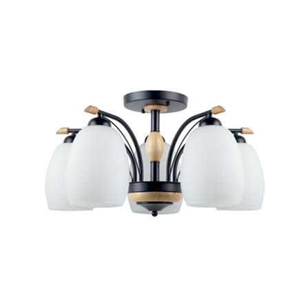 ไฟถาด L&amp;E 01-02684 5 หัว สีขาว/ทองรมดำ