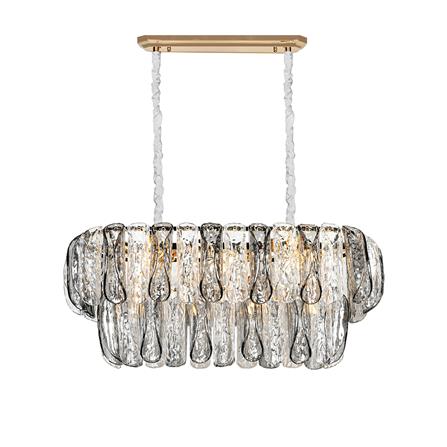 ไฟช่อ L&amp;E CS 01-03118 เหล็ก/แก้ว ดำ/ใส/ทอง 10 หัว