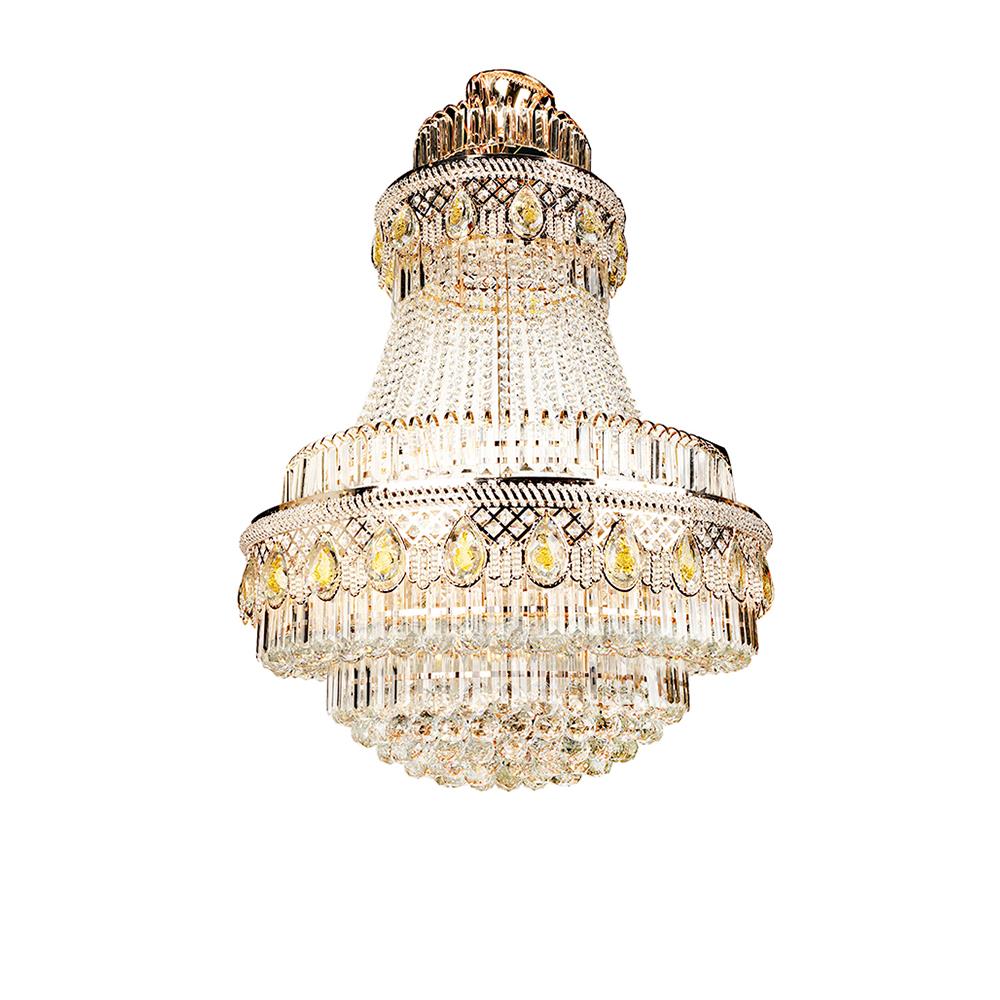 ไฟช่อ CARINI 8029-22 แก้ว/โลหะ สีทอง/ใส 22 หัว