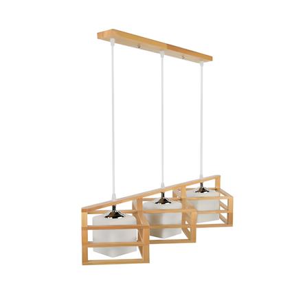 ไฟช่อ COUNTRY L&amp;E 01-02713 แก้ว/ไม้ สีน้ำตาล 3 หัว