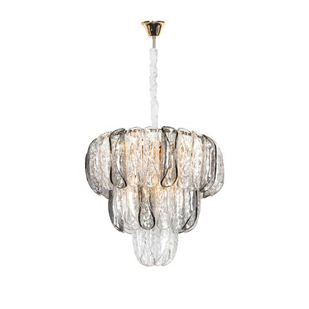 ไฟช่อ L&amp;E 01-03117 สีดำ/ใส/ทอง 12 หัว