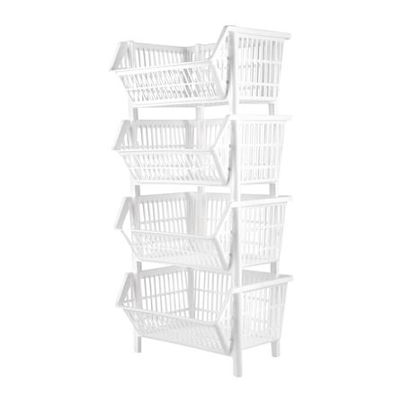 ตะกร้าผ้าเหลี่ยม 4 ชั้น PLIM NEW LOOK ไซซ์ M สีขาว