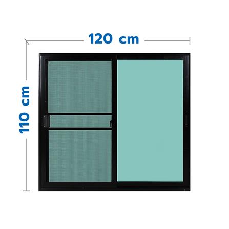หน้าต่างบานเลื่อน อะลูมิเนียม S-S มุ้ง LYNN X-SERIES 120X110 ซม. สีดำ