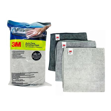 ผ้าไมโครไฟเบอร์เช็ดรถ 3M 40x40 ซม. สีเทา (แพ็ก 3 ผืน)